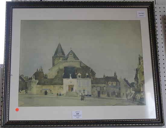 Sir William Russell Flint, chromolithograph, Spanish street scene